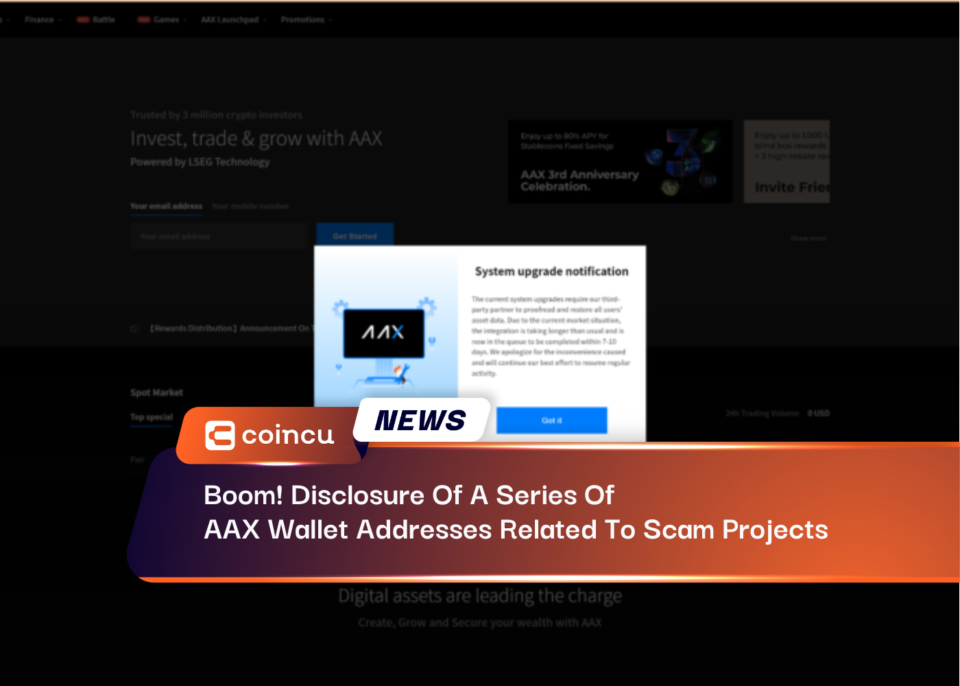 Boom! Disclosure Of A Series Of AAX Wallet Addresses Related To Scam Projects